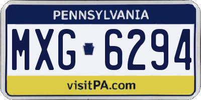 PA license plate MXG6294