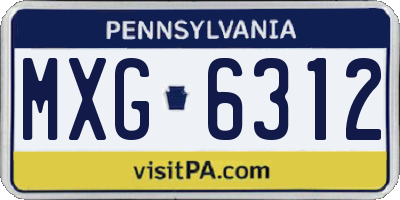 PA license plate MXG6312