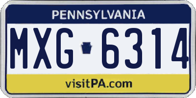 PA license plate MXG6314