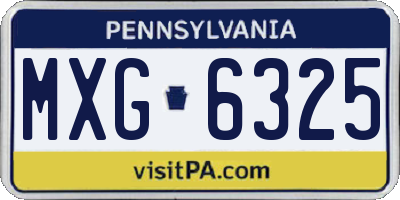 PA license plate MXG6325
