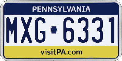 PA license plate MXG6331