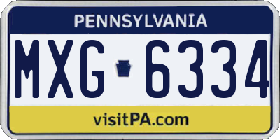 PA license plate MXG6334