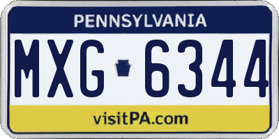 PA license plate MXG6344