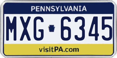 PA license plate MXG6345