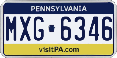 PA license plate MXG6346