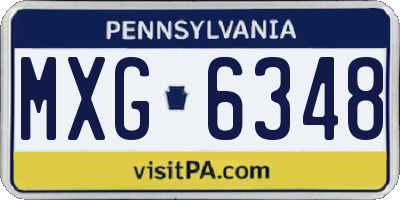 PA license plate MXG6348