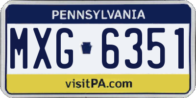 PA license plate MXG6351