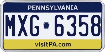 PA license plate MXG6358
