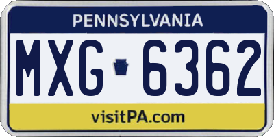 PA license plate MXG6362