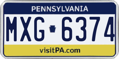 PA license plate MXG6374