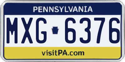 PA license plate MXG6376