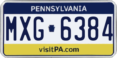 PA license plate MXG6384