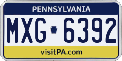PA license plate MXG6392