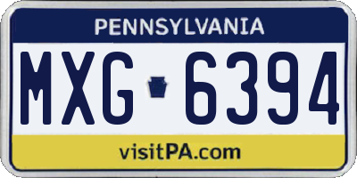 PA license plate MXG6394