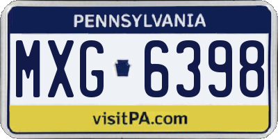 PA license plate MXG6398