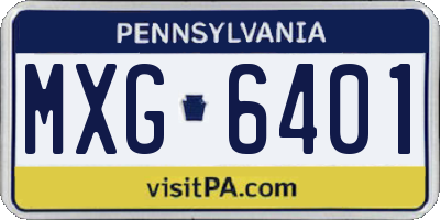PA license plate MXG6401