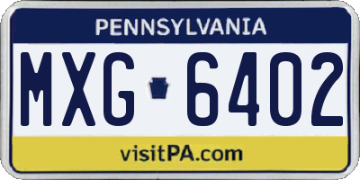 PA license plate MXG6402
