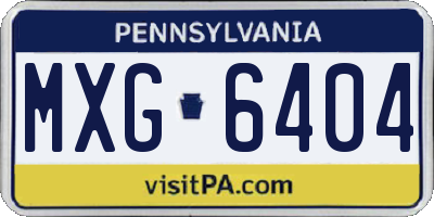 PA license plate MXG6404