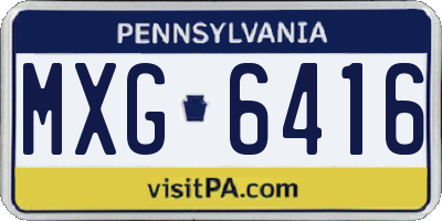 PA license plate MXG6416