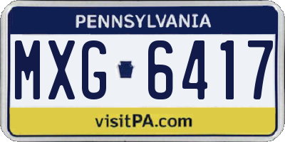 PA license plate MXG6417