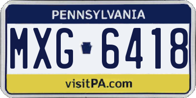 PA license plate MXG6418