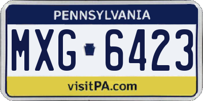 PA license plate MXG6423