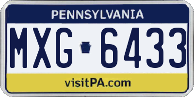 PA license plate MXG6433