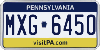 PA license plate MXG6450