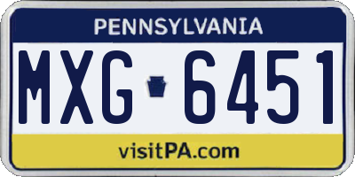 PA license plate MXG6451