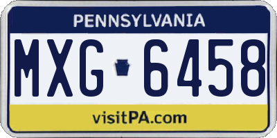 PA license plate MXG6458