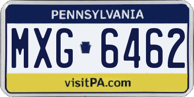 PA license plate MXG6462