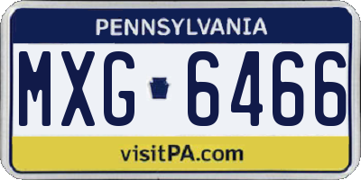 PA license plate MXG6466