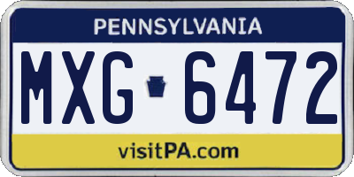 PA license plate MXG6472