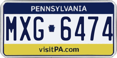 PA license plate MXG6474
