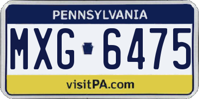 PA license plate MXG6475