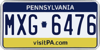 PA license plate MXG6476