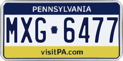 PA license plate MXG6477