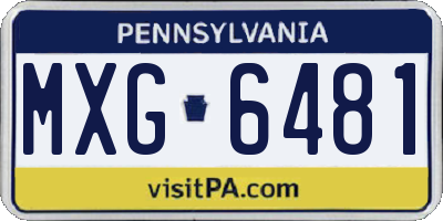 PA license plate MXG6481