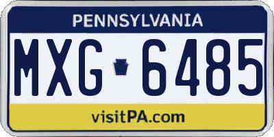 PA license plate MXG6485