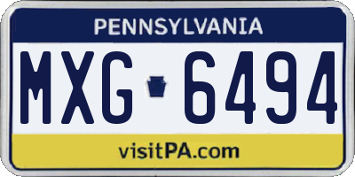 PA license plate MXG6494