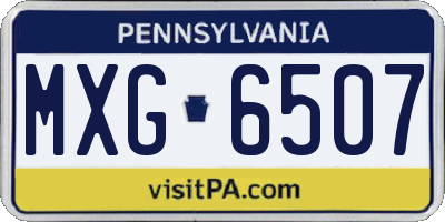 PA license plate MXG6507
