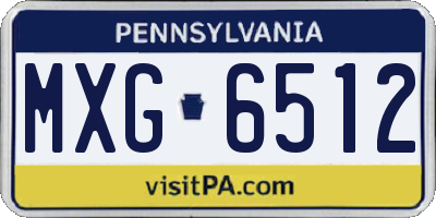 PA license plate MXG6512