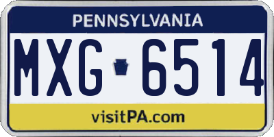 PA license plate MXG6514