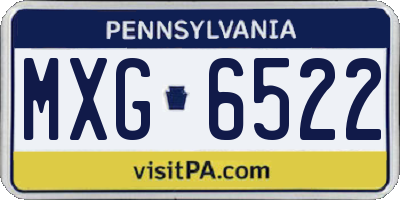 PA license plate MXG6522