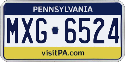 PA license plate MXG6524