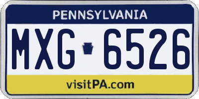 PA license plate MXG6526