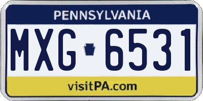 PA license plate MXG6531