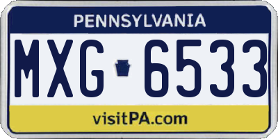 PA license plate MXG6533