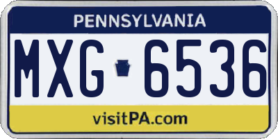 PA license plate MXG6536