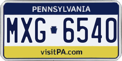 PA license plate MXG6540